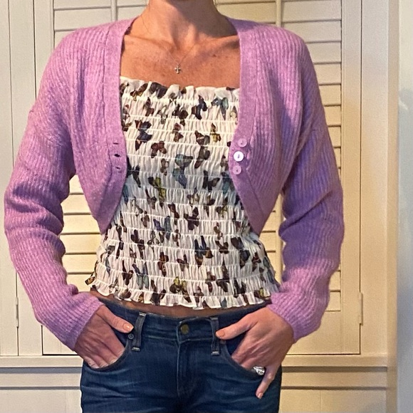 For Love And Lemons new cropped ribbed cardigan - Picture 3 of 12